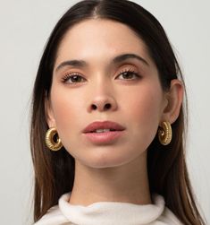 Lightweight Hoop Earrings – Rellery Textured Hoop Earrings For Everyday Wear, Everyday Textured Hoop Earrings, Skin Allergies, Textured Design, Gold Piece, Zodiac Necklaces, Flower Bracelet, Everyday Jewelry, Gold Hoop