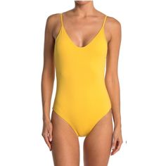 Becca Scoop Neck One-Piece Swimsuit With Moderate Bum Coverage Original Retail: $128 Size: Medium Color: Sunflower Slip Into Style With This Scoop Neck One-Piece Swimsuit With A Flirty Tie Back Closure. 83% Nylon, 17% Spandex Hand Wash Imported Model Stats: 5'11" Height; 32" Bust; 25" Waist; 35" Hips. Model Is Wearing Size S. New With Tags Sku# 1530 Spaghetti Strap Bodysuit For The Beach, Spaghetti Strap Bodysuit For Beach, Spring One-piece Lined Bodysuit, Spring Swimming Bodysuit With Spaghetti Straps, Scoop Neck Swimwear For Spring Pool Occasions, Scoop Neck Swimwear For Spring Pool, Yellow Poolside Bodysuit With Lined Body, Spring Scoop Neck Swimwear For Pool, Spring One-piece Bodysuit For Poolside