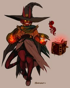 a drawing of a person dressed as a witch