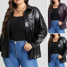 Find ideas๏ฟฝand inspiration for Plus Size Women's Long Sleeve Biker Jacket Ladies Buttons Faux PU Leather Coat, Womens Coats Jackets Leather Jacket Dress Outfit, Jacket Dress Outfit, Plus Size Leather Jacket, Leather Jacket Dress, Leather Coat Womens, Womens Biker Jacket, Womens Coats, Dresses For Teens, Women's Coats & Jackets