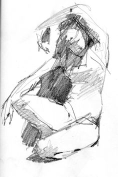 a drawing of a woman sitting in a chair