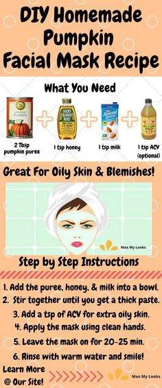 Try this DIY homemade pumpkin face mask recipe. It's perfect for blemishes and oily skin and very easy to make. #DIY #natural #beauty #skincare #facial #mask Pumpkin Facial Mask, Pumpkin Facial, Pumpkin Face Mask, Homemade Facial, Mask Recipes, Beauty Therapy Room, Skincare Mask