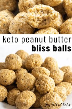 keto peanut butter bliss balls on a white plate