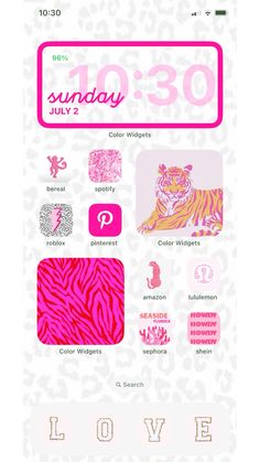 the pink tiger theme on this phone screen is very cute and fun to use for valentine's day