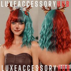 🌟 Welcome to our store! You can enjoy creating a different style at any time with our LuxeWigHub Wigs. ️ Color:Two-Tone Type:Bangs Wig Dye/Bleach/Perm:No Heat Tolerence:100℃  LuxeWigHub offers quality hair imitations at affordable prices. Each wig is made from carefully selected high-quality materials and meticulously prepared with expert craftsmanship. 👌 The products you can find in our store include long hair wigs, short hair wigs, hair accessories and more🌈. We offer a wide range of colors Green And Red Hair, Karneval Party, Wigs Color, Bangs Wig, Green Wig, Long Hair Wigs, Women Cosplay, Christmas Carnival, Short Hair Wigs