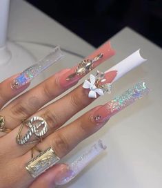 Nails Acrylic Xxl, Baddie Nails Acrylic, Tapered Square Nails, Acrylic Nail Shapes, Sky Nails, Baddie Nails, Dope Nail Designs