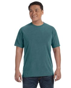 Adult Heavyweight T-Shirt - EMERALD - L | Comfort Colors Adult Heavyweight T-Shirt in Emerald Size Large | Cotton 1717, C Blue Spruce, Dye T Shirt, Tshirt Colors, Adult Coloring, Men Short Sleeve, Chambray, Comfort Colors, Shirts Tops, T Shirts