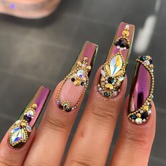 Buchona Nails, Acrylic Nails Natural, Unghie Nail Art, Chrome Nail Art, Plain Nails, Nails Design With Rhinestones, Her Nails, Glam Nails, Beautiful Nail Designs