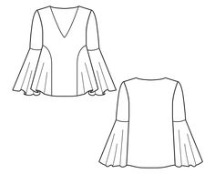 the front and back view of a blouse