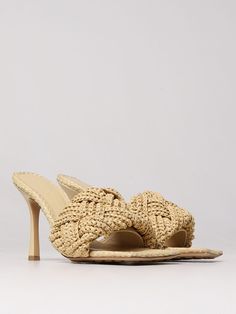 Modern Design  Glamorous Style  Woven Synthetic Raffia  Square Toe  Interior In Lambskin And Straw  Logo Embossed On The Insole  Square Heel  Sole In Biodegradable Leather And Injected Rubber Of Biological Origin  Made In Italy Bottega Veneta Heels, Beige Sandals Heels, Glamorous Style, Heeled Sandals, Bottega Veneta, Women's Shoes Sandals, Shoes Women Heels, Biodegradable Products, Sandals Heels