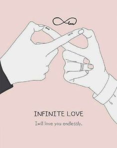 two hands holding something with the words infinite love written on it and an infinite sign above them