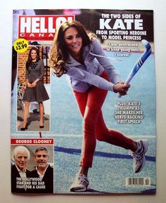 the cover of hello magazine with a woman holding a baseball bat on it's back