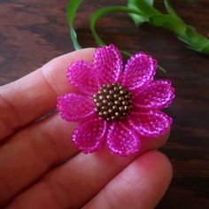 Unique and shapely cosmos flower brooch, lovingly immortalized in 3D miniature and happily hand beaded using about 400 transparent fuchsia pink and metallic bronze Japanese glass beads, strung and stitched one at a time. Cosmos flower measures 1.5 inches and attaches via stick pin with butterfly clutch. © 2022 Heart in Hawaii Also available in other colors; sold separately Matching earrings available; sold separately Professionally handmade in the US Truly unique; exclusive design; direct from t Pink Flower Brooch For Gift, Handmade Pink Flower Brooches, Artist Gifts, Stick Pins, Bead Crochet, Flower Brooch, Hand Beading, Other Colors, Matching Earrings