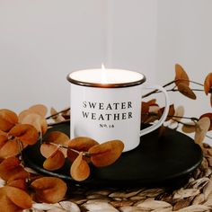 SWEET WATER DECOR - SWEATER WEATHER SOY CANDLE - MUG CANDLE-Sweet Water Decor-Jayden P Boutique Coffee Mug Planter, Thanksgiving Hostess Gifts, Mug Candles, Mug Candle, Hostess Gifts Thanksgiving, Thanksgiving Hostess, Citrus Candle, Water Decor, Candle Logo