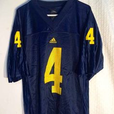 Adidas Ncaa Michigan Wolverines #4 Men's Blue Jersey, Choose Size- S, M,L,Xl, Or 2xl. New With Tags. Blue Adidas Tops For Sports Season, Notre Dame Basketball, Cristiano Ronaldo Jersey, Williams Basketball, Cavs Jersey, Ronaldo Jersey, Adidas Jersey, Black Shorts Men, Adidas Brand