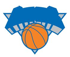 an orange basketball sitting on top of a blue banner