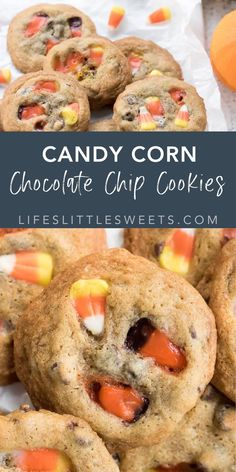 candy corn chocolate chip cookies are the perfect treat for halloween