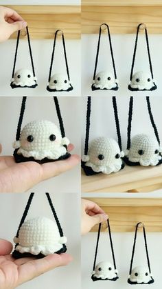 instructions for how to make a crocheted ornament that looks like a mouse