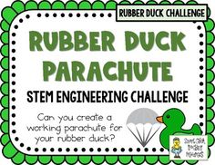 Are you looking for STEM challenges to do with a fun theme using rubber ducks? Can you create a working parachute for your rubber duck?Rubber Duck Parachute ChallengeMaterials Needed: (per person or pair)- colored napkins, coffee filters, tissue paper, plastic store bags- rubber duck- yarn- mini rub... Rubber Duck Activities For Preschool, Mini Stem Challenges, Rubber Duck Games For Kids, Rubber Ducky Classroom, Rubber Duck Math Race, Parachute Stem Challenge, Engineering Challenges For Kids