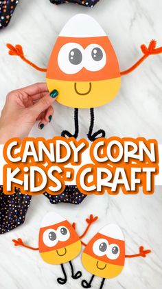 the candy corn kids'craft is made with construction paper