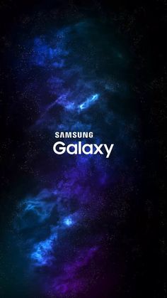 the samsung logo is shown in front of an image of space and stars, as well as