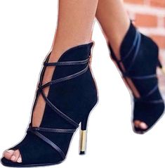 Open Toe Ankle Boots, High Heels Classy, Womens Black Booties, Heels Classy, Combat Boot, High Heel Boots Ankle, Womens Shoes High Heels, Casual Heels, Fabulous Shoes