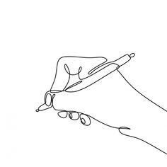 a drawing of a hand holding a pen