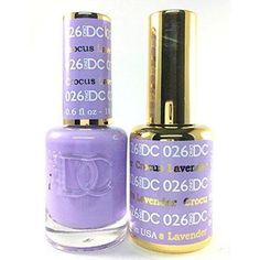 DND DC Duo Gel Pack: 1 Gel 0.6 oz (18 ml) + 1 Lacquer 0.6 oz (18 ml) matching color With the new formula, Daisy Gel Nail Polish system needs only Gel Color and Top Coat, eliminating the use of Base Coat and Bond. It lasts to 21 days. LED and UV cured. Made in USA. Additional Details Item Name: DND - DC Duo - Crocus Lavender #026Manufacturer: DND - Daisy Nail DesignType: Gel & Lacquer Polish Luminous Nails, Lavender Nails, Blue Gel, Gel Pack