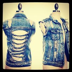 Denim Vest Cheap Ripped Denim Vest, Fitted Denim Vest For Alternative Fashion, Distressed Grunge Denim Vest For Streetwear, Distressed Punk Denim Vest For Streetwear, Fitted Punk Denim Vest, Punk Vest, Punk Fashion Diy, Diy Vetement