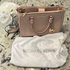 Michael Kors Rose Color W/Straps And Dust Bag Excellent Condition! Bags Michael Kors, Purses Michael Kors, Rose Color, Michael Kors Bag, Satchel, Dust Bag, Michael Kors, Bag Lady, Pink