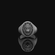 Silver Wolf Signet Ring: Emblem of Instinct and Freedom Embrace the spirit of the wilderness with the Silver Wolf Signet Ring, a symbol of instinct, intelligence, and freedom. This distinguished piece captures the essence of the wolf, an animal revered across cultures for its deep connection with intuition, social complexity, and untamed independence. Designed for those who resonate with the wolf's symbolic significance or seek to embody its attributes, this signet ring stands as a powerful embl Wolf Face, Silver Wolf, Wild Spirit, Deep Connection, Ring Stand, The Wilderness, The Wolf, Inner Strength, An Animal