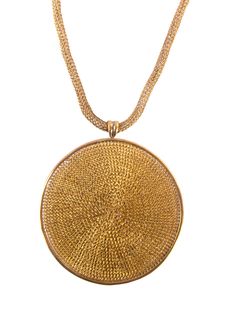 Sumba Medallion Necklace, a beautiful piece of jewelry that showcases a sophisticated and elegant knitting wire technique. This necklace is the perfect accessory for anyone who loves to make a statement with their fashion choices. The Sumba Medallion Necklace features an intricately woven medallion pendant that is sure to catch the eye of anyone who sees it. The delicate wirework is crafted with care, creating a piece that is both unique and elegant. This necklace is perfect for dressing up any Designer Leather Bags, Knitted Wire, Designer Leather Handbags, Medallion Necklace, Medallion Design, Hook Clasp, Handbag Shoes, Leather Design, Accessories Necklace