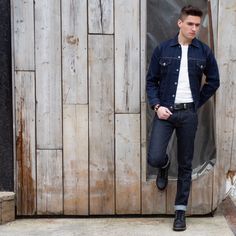 Chad wears the Spellbound 48-508C Type III 12oz Denim Jacket (One Wash), worn over the 1950's Crew Neck Tee in White by Merz b. Schwanen. Paired with the Tellason Gustave 14.75oz Slim Tapered Jean. To top off this outfit, Chad carries the Red Wing 8114 Iron Ranger Boot in Black Harness and Garrison Belt in Black/Nickel by Barnes & Moore. All Available Online.

We are dispatching online orders as normal, please use code UKFREE for Free UK Shipping whilst our London store is closed. #StayHome Red Wing Iron Ranger Black, Iron Ranger Boots Outfit, Redwing Boots Outfit, Harness Outfit, Black Harness, Ranger Boot