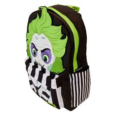 Once, twice…the third time’s a roll of the dice. Have fun planning for anything with our Beetlejuice Full-Size Nylon Backpack. This roomy, practical bag has plenty of storage space—and personality. The front pocket, where you can store smaller items for your journeys, carries a print of his jacket and necktie, all done up in characteristic black and white stripes. His applique face rises up over the top, and the stripes continue around on the side pockets. On the back, you’ll find “Beetlejuice” Beetlejuice Cosplay, Lilo Y Stitch, Pop Disney, Lilo Et Stitch, Emperors New Groove, Anime Tees, Movie Tees, Flannel Dress, Practical Bag