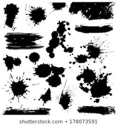 black ink splats on white paper - miscellaneous objects / textures decorative items, paint