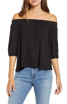 Loveappella Off the Shoulder Top | Nordstrom Mom Uniform, Fall Capsule Wardrobe, Shoulder Tops, Joanna Gaines, Off The Shoulder Top, Elbow Length Sleeve, Off Shoulder Tops, Online Shopping Stores, Show Off