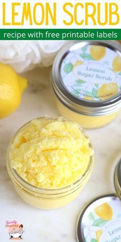 lemon scrub recipe with free printable labels