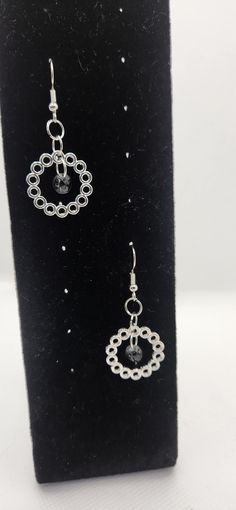 Silver Circle Earrings with a grey crystal Jim Thorpe Pa, Jim Thorpe, Silver Circle Earrings, Silver Circle, Circle Earrings, Jewelry Earrings Dangle, Etsy Earrings, Dangle Drop Earrings, Dangle Earrings