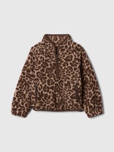 Soft sherpa pullover.  Mockneck with half zipper closure.  Long sleeves.  Zippered slant pockets.  Certain styles have allover prints.  Relaxed, easy fit.  Hits at the hip.  Sizes range from baby to toddler. Cheetah Print Clothes, Leopard Clothes, Cheetah Print Sweatshirt, Sherpa Pullover, Pullover Fleece, Girls Fleece, Brown Leopard, Half Zip Pullover