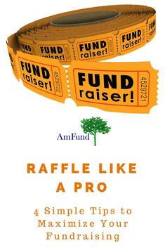 two rolls of raffle like tape with the words, fund raiser and an image of