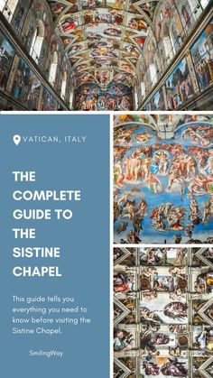 Probably nowhere in the world you will find such a famous decorated interior as the Sistine Chapel . In this guide you will learn all about the Sistine Chapel – frescoes and paintings, entrance, where to buy tickets, what the opening hours are and when to visit the Sistine Chapel. The Sistine Chapel, Things To Do In Italy, Italy Tours, Sistine Chapel, Opening Hours