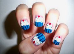 Dessert Nails, Cupcake Nail Art, Cupcake Nails, Do It Yourself Nails, Easter Nail Art Designs, Tape Nail Art, Easter Nail Art, Birthday Nails