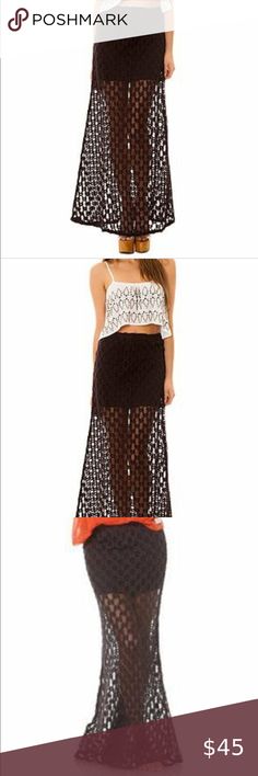 RVCA Sakka Knitted Crochet Maxi Skirt NWOT RVCA Sakka Maxi Skirt NWOT. This RVCA skirt has a short jersey knit liner with a web macram outer maxi skirt. Boho crochet lace detailing. Macrame Boho Style in Shale (Dark purple/brown in color)  Size: Small   Condition: Brand new without tags, never worn. Perfect condition.   Material: 95% Cotton, 5% Lycra   Skirt measures about 40" in length total, inside skirt measures about 13" in length. Partially lined. Elastic waist. RVCA Skirts Maxi Lace Maxi Skirt For Vacation, Long Lace Skirt For Vacation, Long Lace Beach Skirt, Casual Lace Skirt For Beach, Beach Lace Lined Skirt, Casual Long Lace Skirt, Crochet Maxi Skirt, Stil Boho, Maxi Skirt Boho