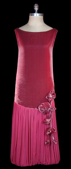 Pink Dress 1920s Bright Colored Dresses, 1920s Evening Dress, 20s Dresses, Pink Velvet Dress