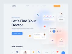 the landing page for an app that is designed to look like a doctor's office