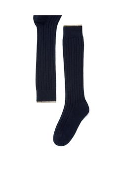 The warm and enveloping touch of cashmere enhances socks with the noble qualities of natural fibers and makes for comfortable wear all day long. Calf length Classic Cashmere Socks For Winter, Classic Fall Cashmere Socks, Classic Blue Winter Socks, Elegant Knee-high Socks For Winter, Elegant Stretch Knee-high Socks For Winter, Elegant Knee-high Socks For Fall, Brunello Cucinelli, Knit Socks, Knitting Socks