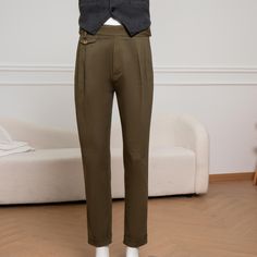 Army Green Washed Cotton Pants, Men Washed Cotton Trousers, Autumn Cotton Trousers with Pleats, Rolled Hem High Waisted Gurkha Trousers ★PRODUCT DETAILS★ MATERIAL:  Made of Cotton 100%, the fabric is wrinkle resistant, comfortable and durable. For more great deals and discounts, please visit my store https://www.etsy.com/shop/XiaoWuweekShop?ref=seller-platform-mcnav ★Note★ ★★Washing advice Hand wash or gentle express machine wash in water temperature below 30 degrees. For machine washing, please use a laundry bag of the right size. Use neutral washing liquid, wash dark and light colors separately. Do not use detergents with detergent and bleaching function! Do not wring, do not expose to sunlight, lay flat to dry. Steam ironing is recommended. - Please contact me if you have any questions. Cotton Pants Men, Cotton Trousers, Rolled Hem, Pants Men, Water Temperature, Cotton Pants, Mens Trousers, Army Green, Halloween Shopping