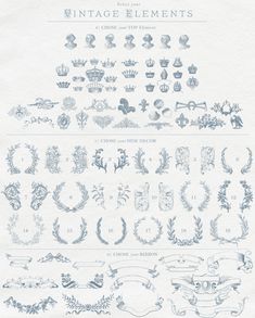 an old fashioned set of vintage elements