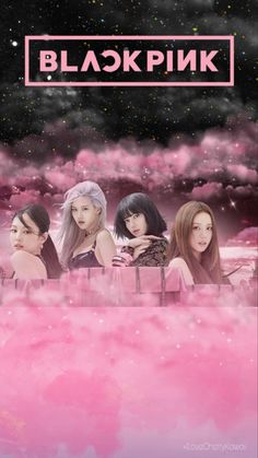 blackpink wallpaper with pink clouds and stars