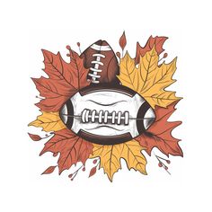 an image of a football and autumn leaves